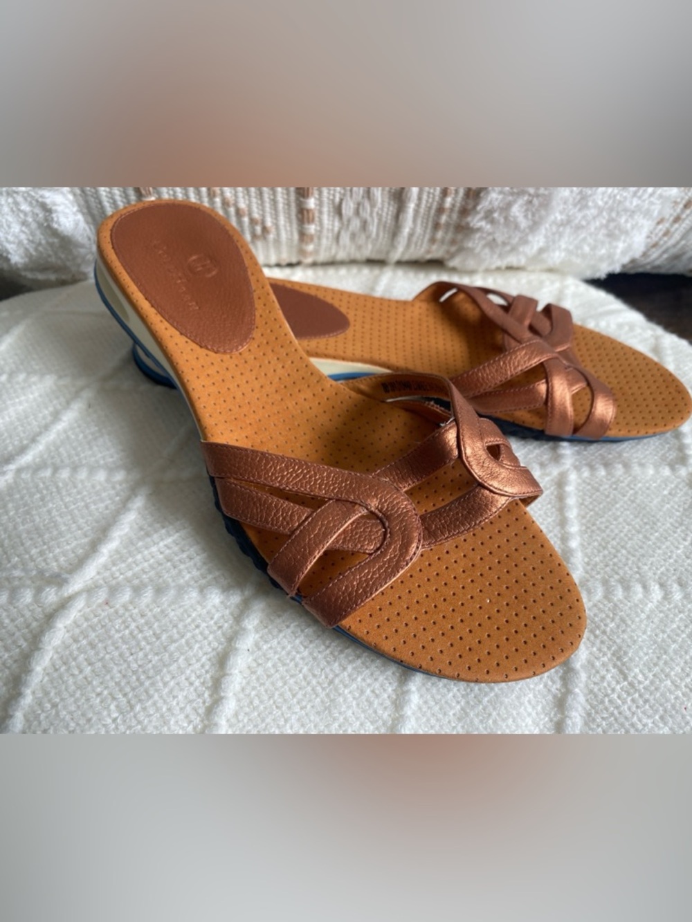 Cole Haan Nike Air Platinum Copper Metallic Slide Sandals